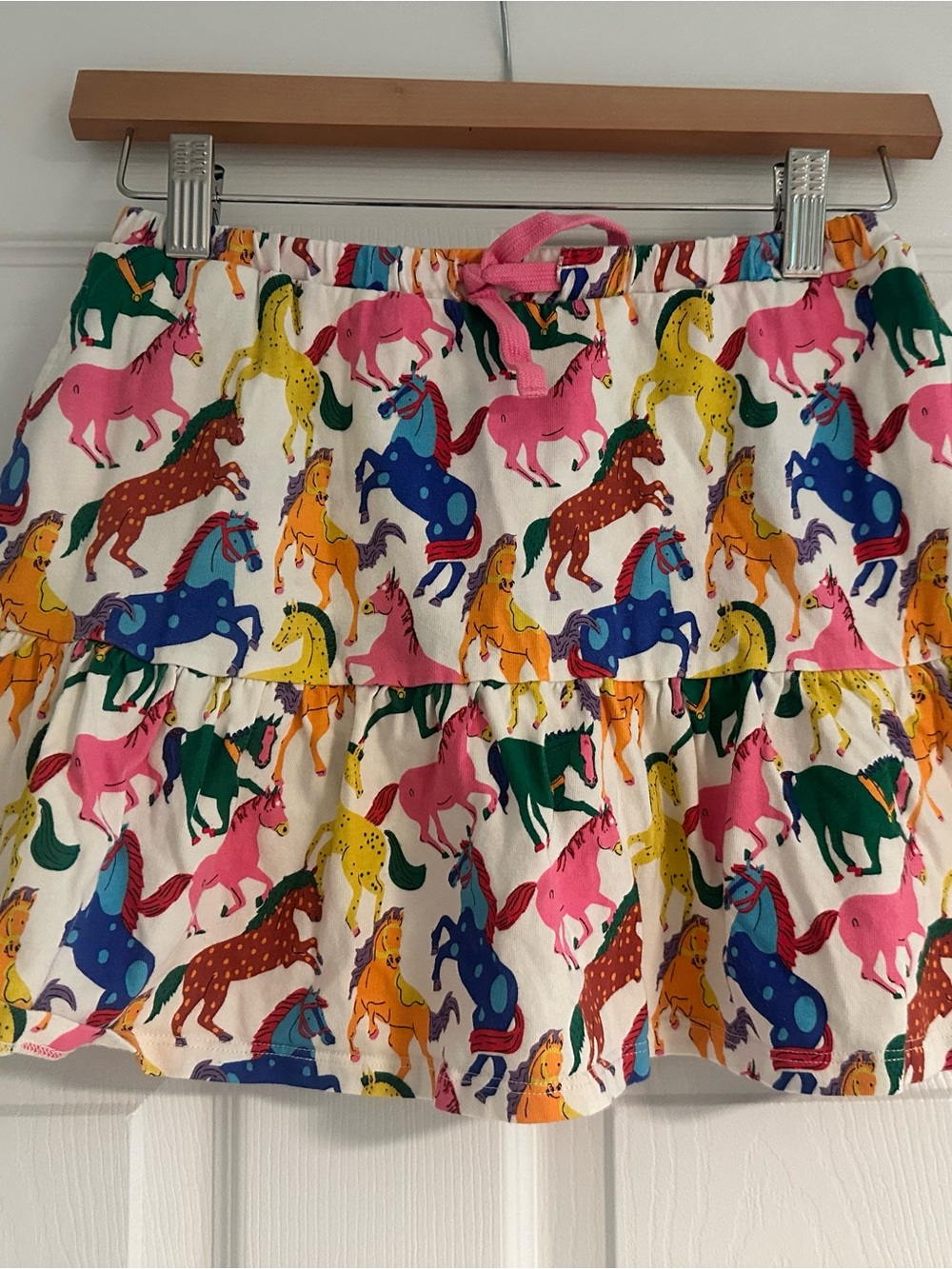 Mini Boden Rainbow Horse Tiered Skort, size 9/10